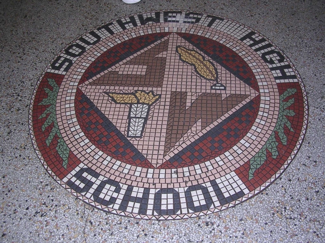 Mosaic in SWHS front entrance. Photo taken Oct 2009.